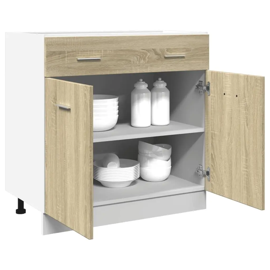 Drawer Bottom Cabinet Engineered Wood Brown 80W x 46D x 81.5H cm
