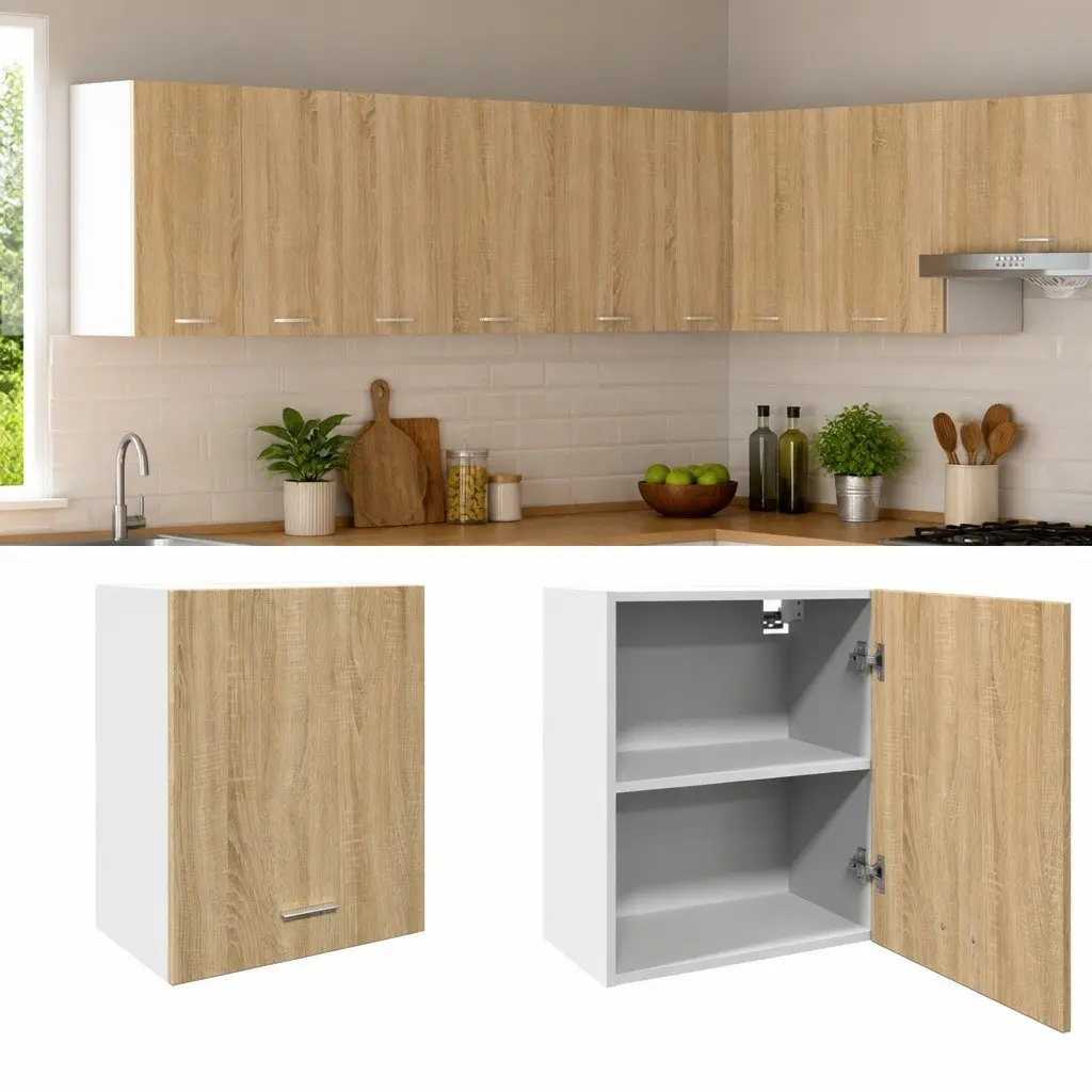 Wall Mounted Kitchen Cabinet Storage Organiser Brown Engineered Wood 50x31x60cm