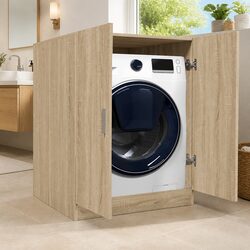 Washing Machine Cabinet Storage Unit Laundry Room Bathroom Organizer Oak 71cm