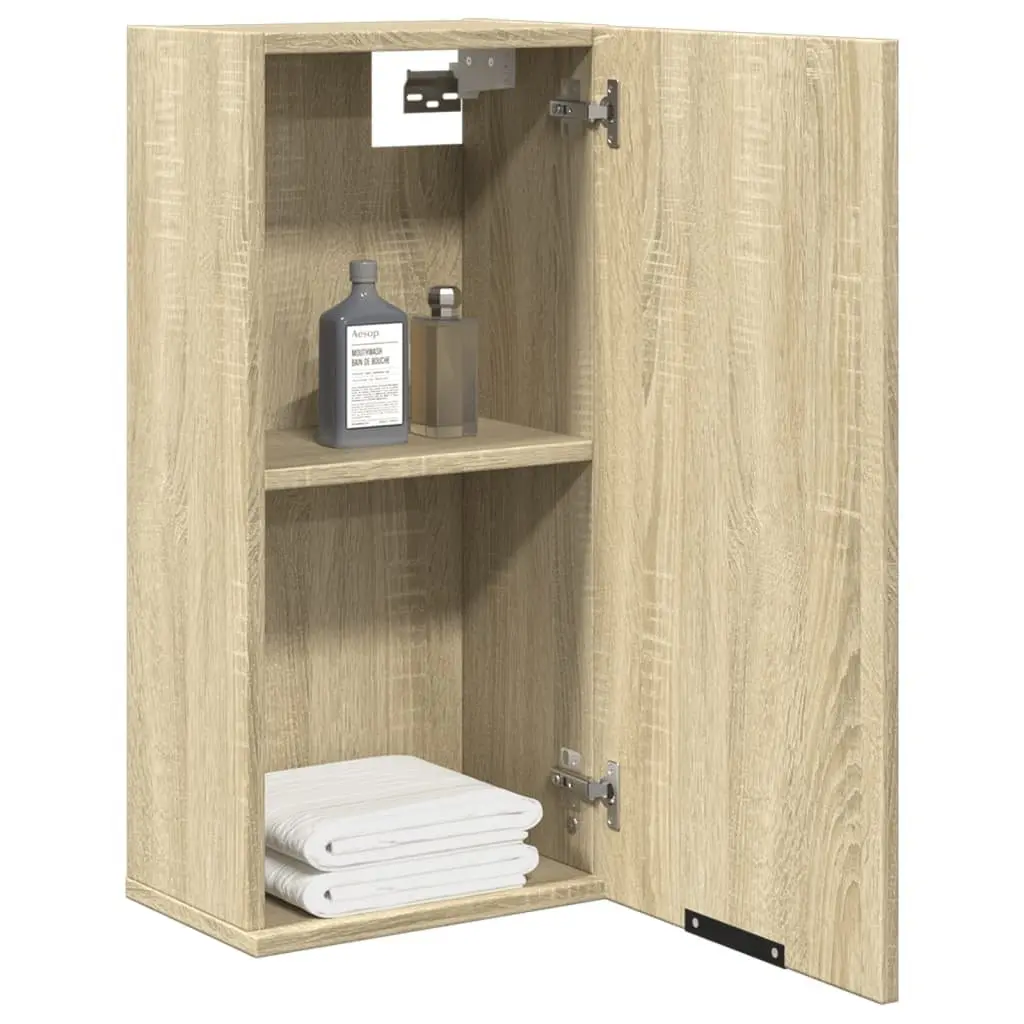 Wall-Mounted Bathroom Cabinet Brown Sonoma Oak Storage Vanity Unit Cupboard