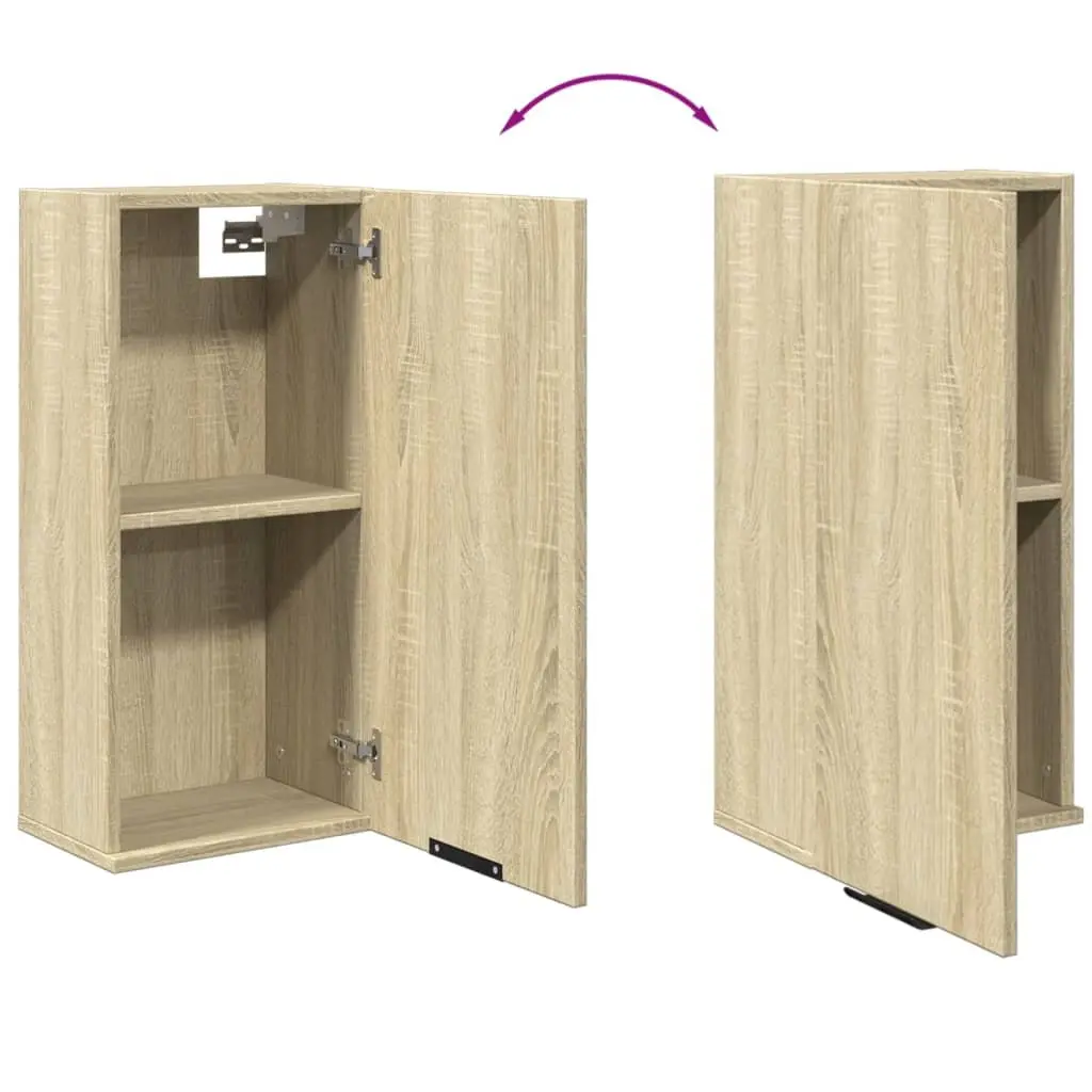 Wall-Mounted Bathroom Cabinet Brown Sonoma Oak Storage Vanity Unit Cupboard