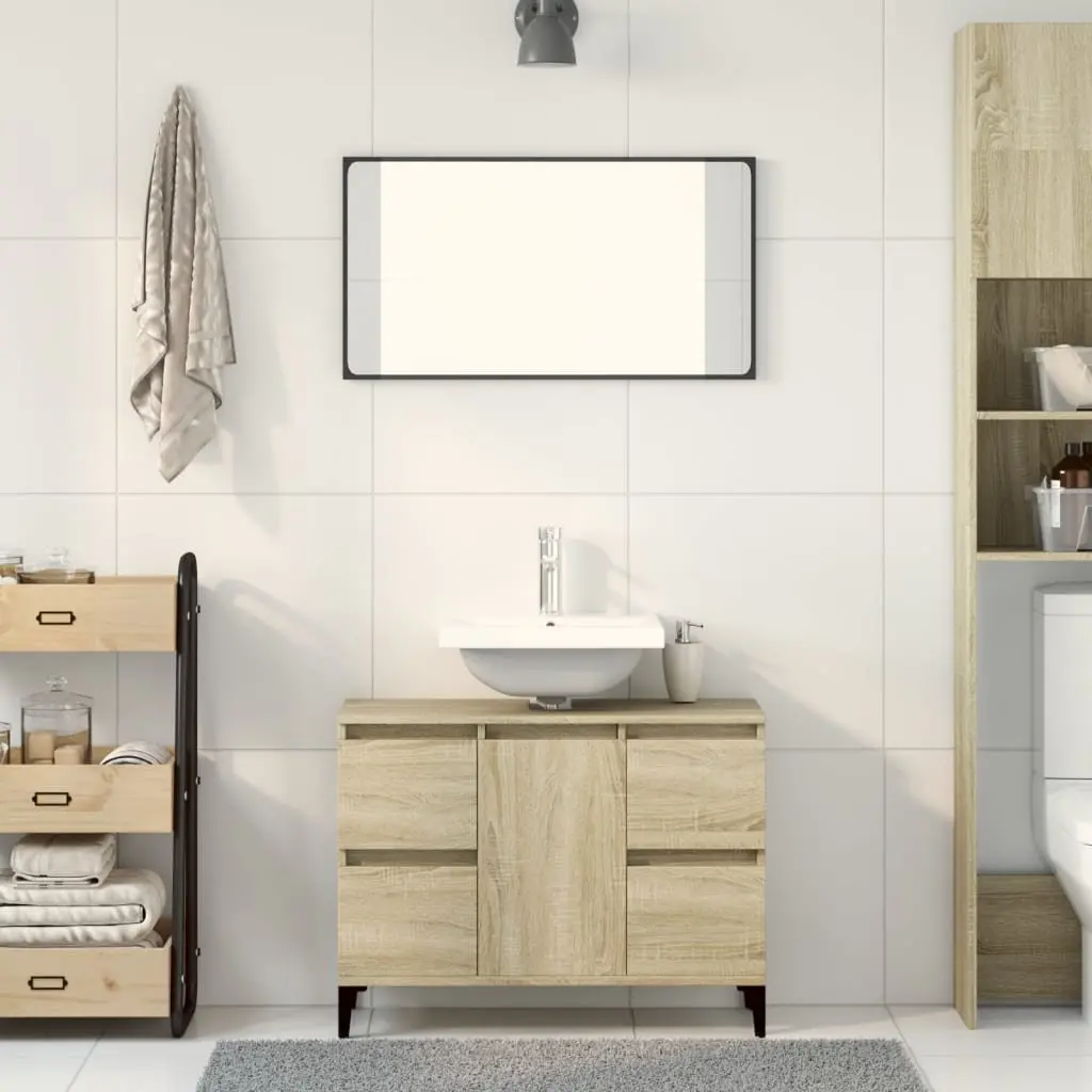 Bathroom Sink Cabinet Brown Engineered Wood 80W x 33D x 60H cm