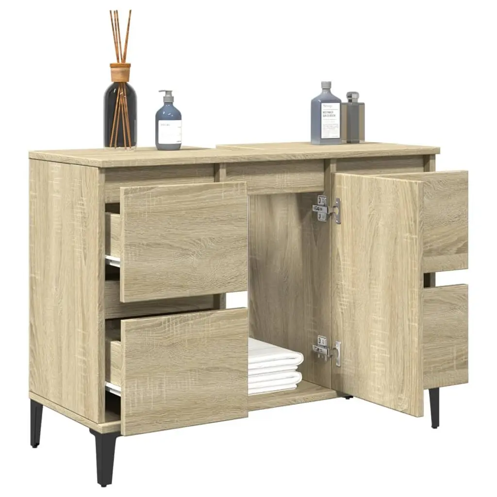 Bathroom Sink Cabinet Brown Engineered Wood 80W x 33D x 60H cm