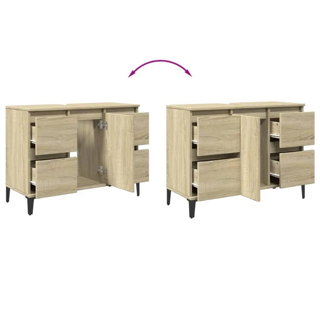 Bathroom Sink Cabinet Brown Engineered Wood 80W x 33D x 60H cm
