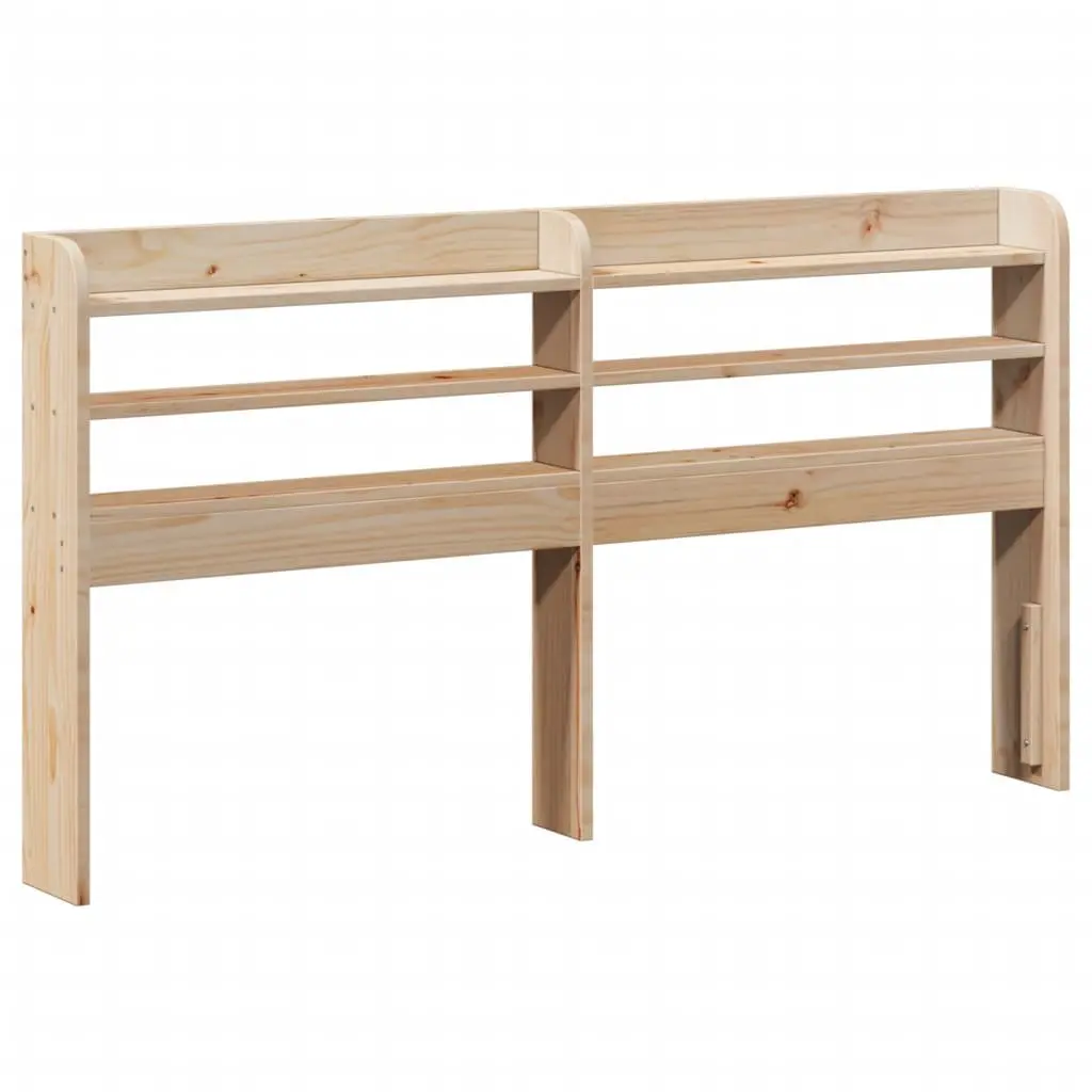 Headboard with Storage Shelves Freestanding Solid Wood Pine 135cm Brown