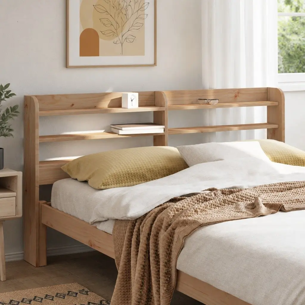 Headboard with Storage Shelves Solid Pinewood 120 cm