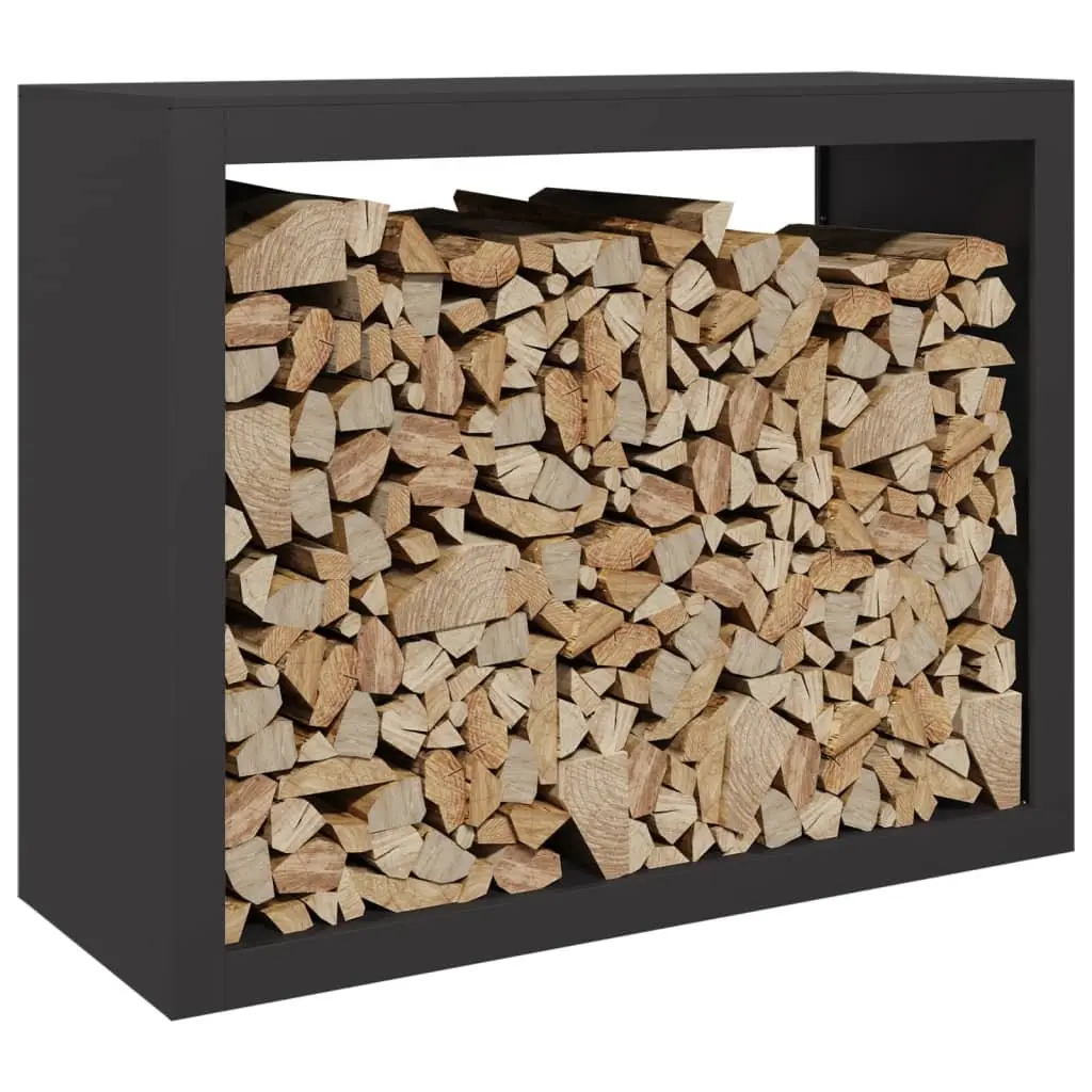 Firewood Rack Steel Heavy Duty Black Log Storage Stand 100 x 40 x 80 cm