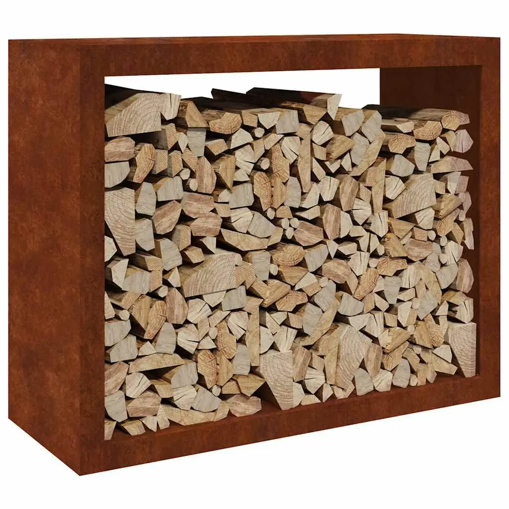 Firewood Rack Weathering Steel Log Storage Stand 100 x 40 x 80 cm