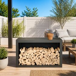 Firewood Rack Anthracite Steel Log Storage Stand 100x40x60cm Fireplace Holder