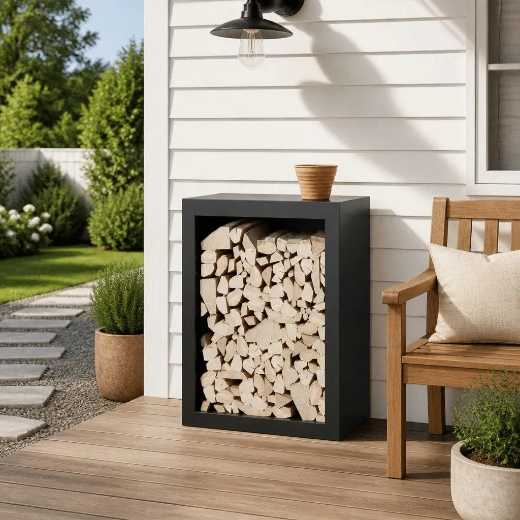 Firewood Rack Log Holder 60x40x80cm Steel Log Stand Fireplace Storage Anthracite