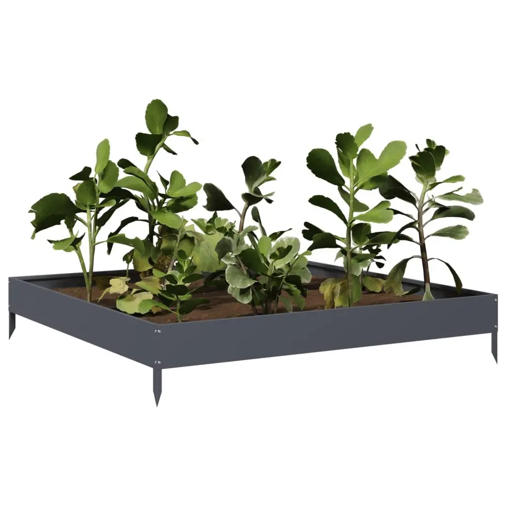 Raised Garden Bed Steel Anthracite 100x100x18.5cm Outdoor Planter Box