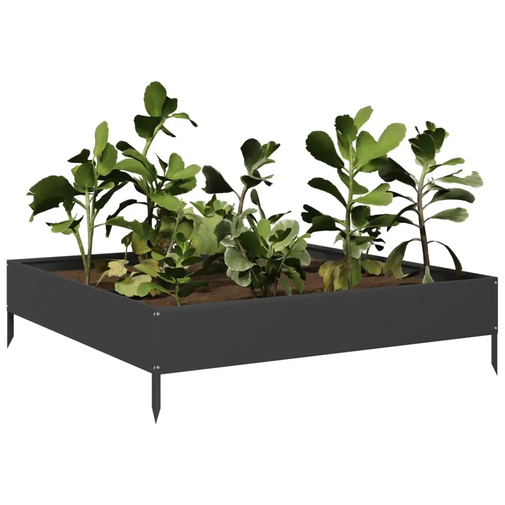 Raised Garden Bed Black Steel Outdoor 100 x 100 x 26 cm