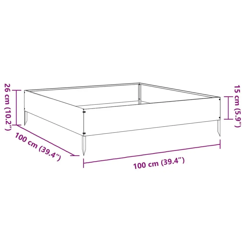 Raised Garden Bed Black Steel Outdoor 100 x 100 x 26 cm
