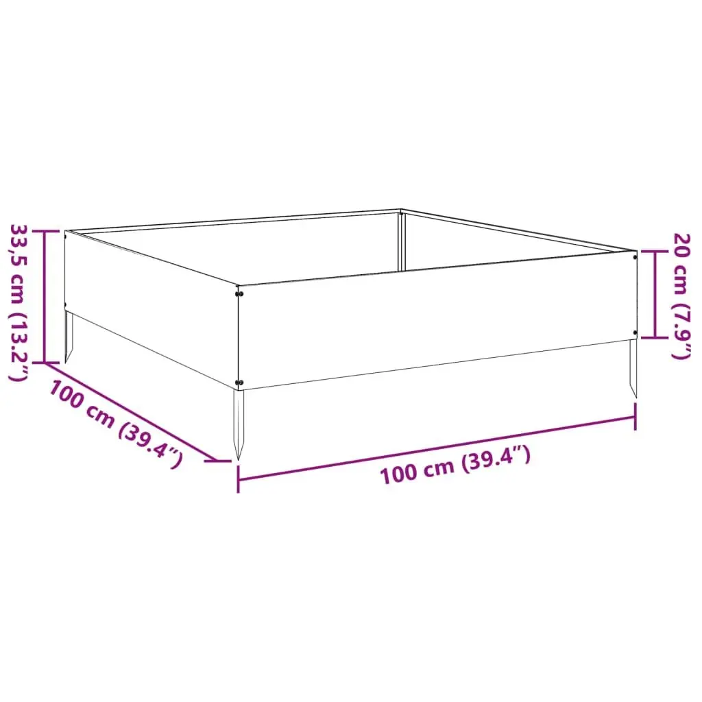 Anthracite Steel Garden Bed 100x100x33.5cm