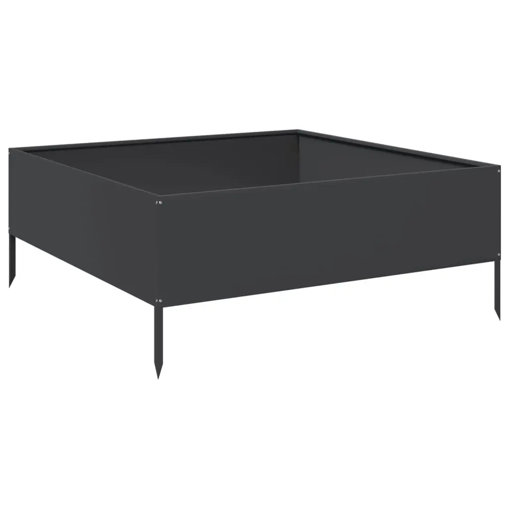 Garden Raised Bed Planter Steel Weather-Resistant Black 100x100x41cm Outdoor Vegetable Flower