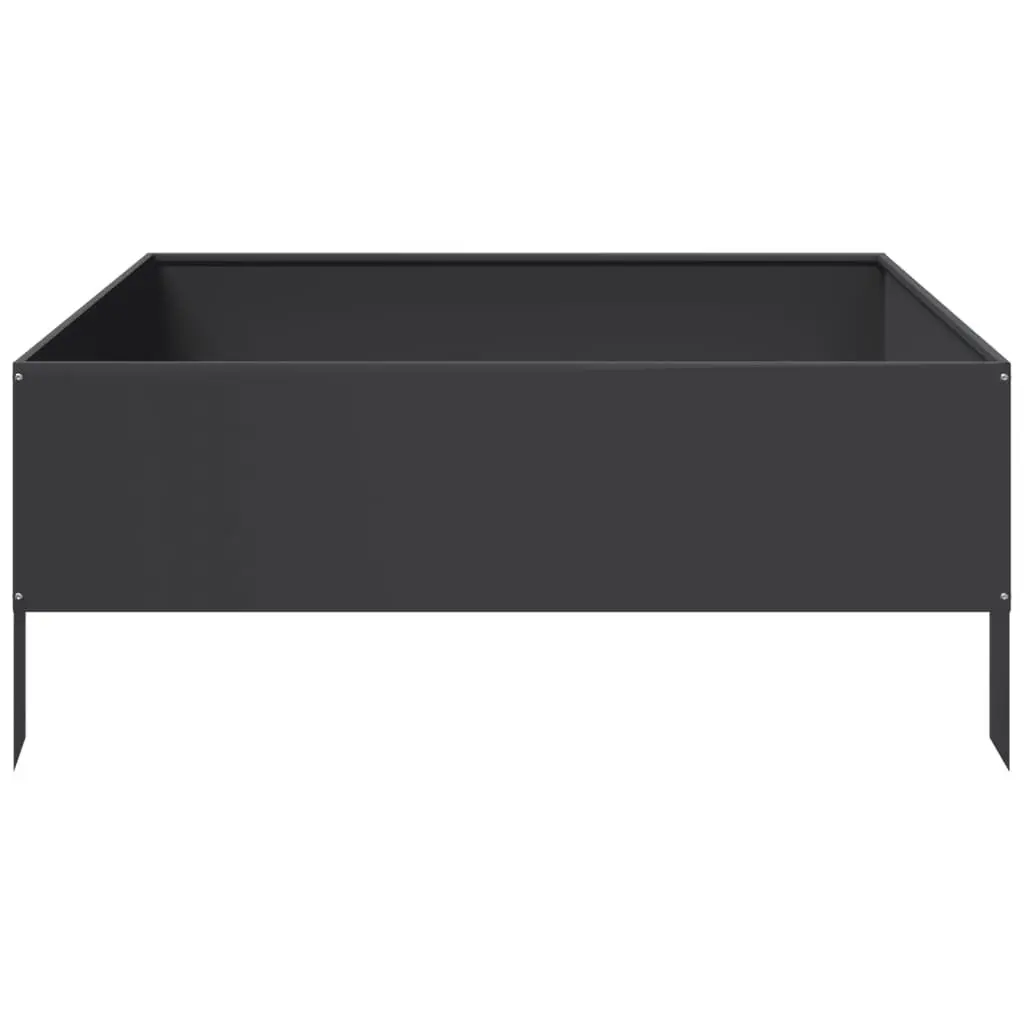 Garden Raised Bed Planter Steel Weather-Resistant Black 100x100x41cm Outdoor Vegetable Flower