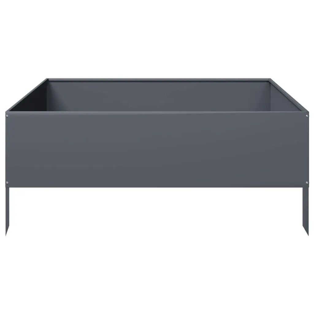 Steel Garden Raised Bed Weather-resistant Anthracite 100x100x41 cm Outdoor Planter Box