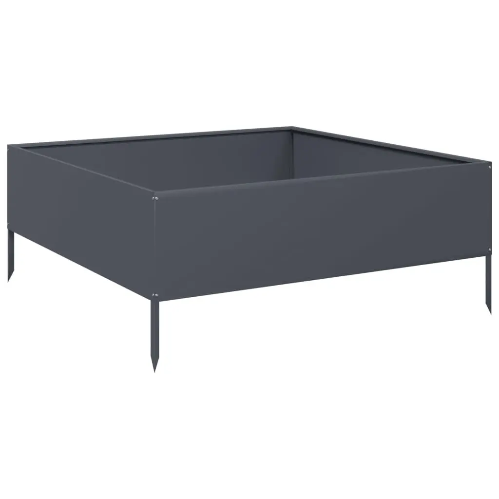 Steel Garden Raised Bed Weather-resistant Anthracite 100x100x41 cm Outdoor Planter Box