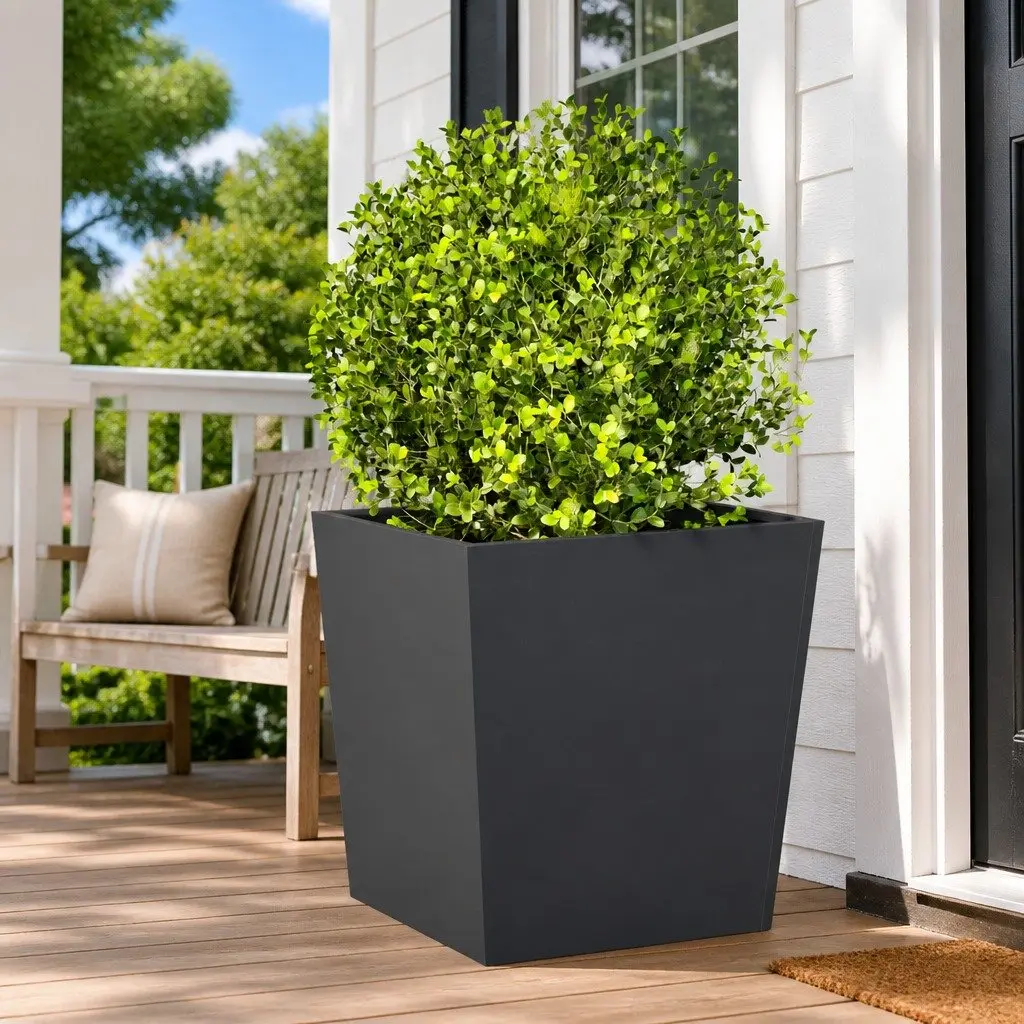 Garden Planters Steel Square Anthracite 50x50x50 cm 2 pcs Outdoor Planter Pot