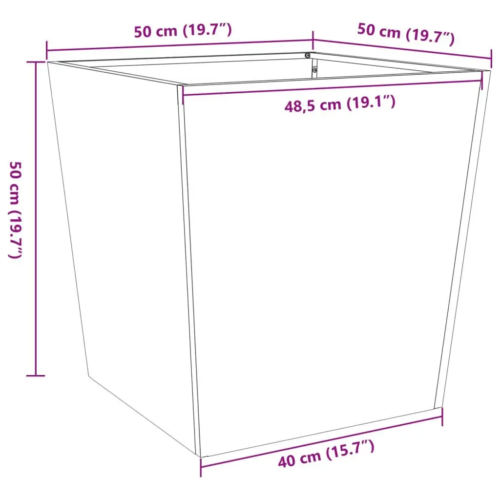 Garden Planters Steel Square Anthracite 50x50x50 cm 2 pcs Outdoor Planter Pot
