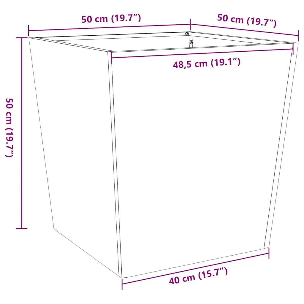 Garden Planter Weathering Steel 50x50x50 cm Outdoor Raised Bed Patio Balcony Flower Plant Pot Box