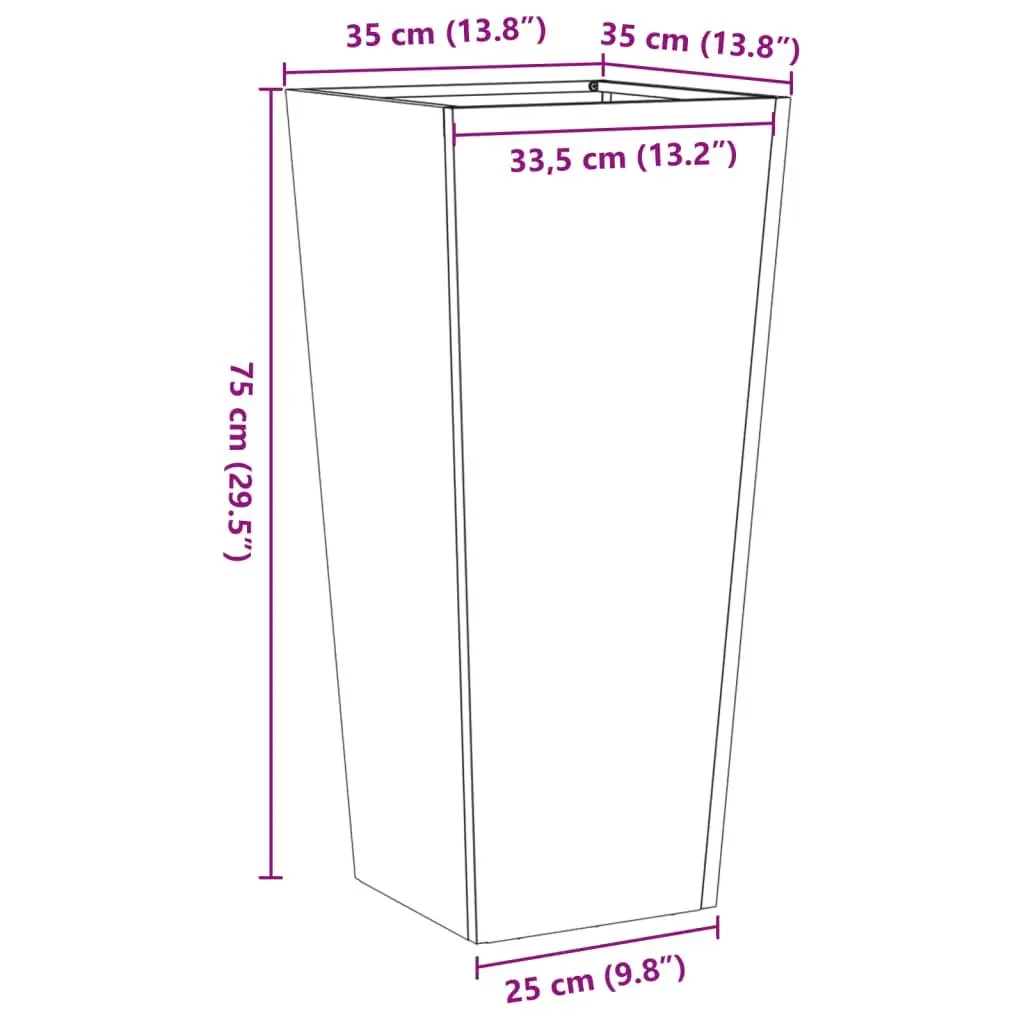 Garden Planters Steel White 35x35x75 cm 2 Piece Outdoor Pots for Flowers Plants Decor