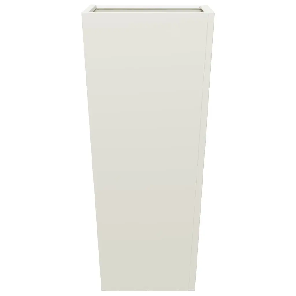 Garden Planters Steel White 35x35x75 cm 2 Piece Outdoor Pots for Flowers Plants Decor