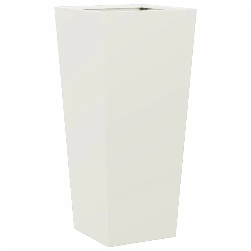 Garden Planters Steel White 35x35x75 cm 2 Piece Outdoor Pots for Flowers Plants Decor