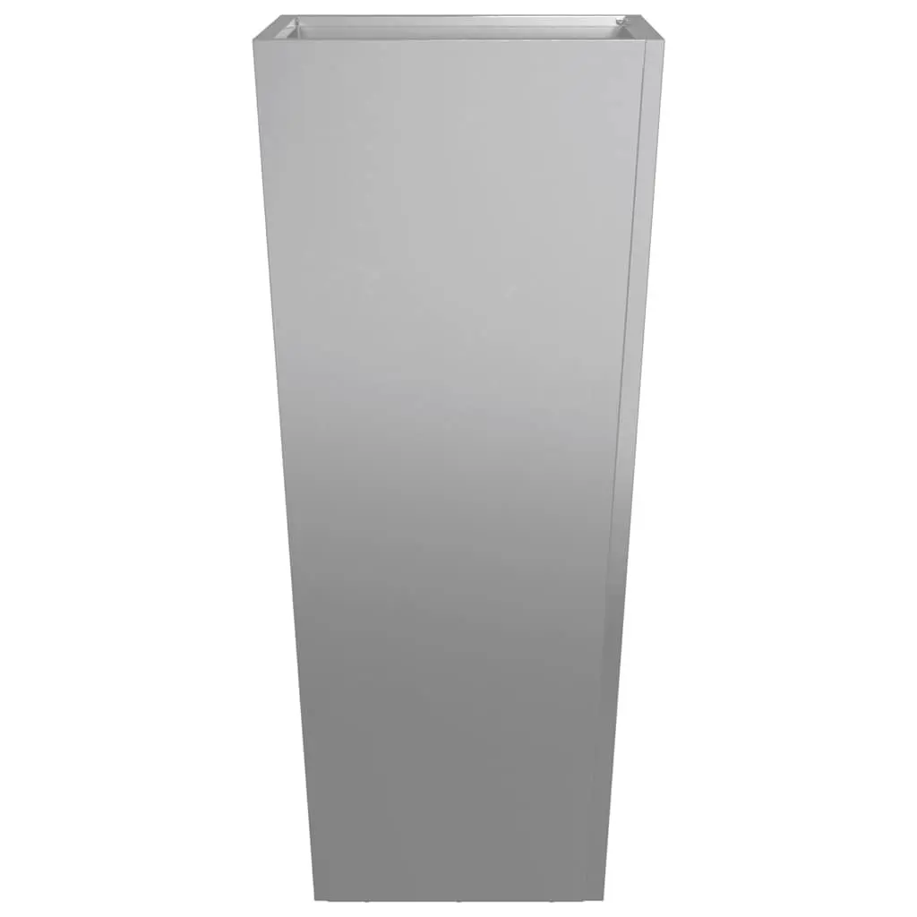 Garden Planters Galvanised Steel 35x35x75 cm Silver Outdoor Pots 2 pcs
