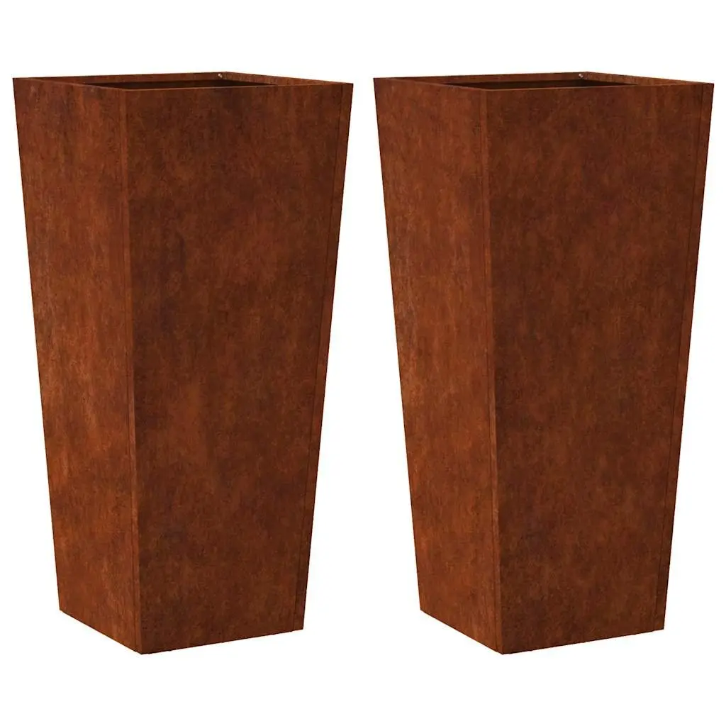Garden Planters 2 pcs Outdoor Patio Balcony Weathering Steel Raised Planter Box