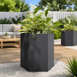 Friendly 2 pcs Black Hexagon Garden Planters 46x40x45 cm