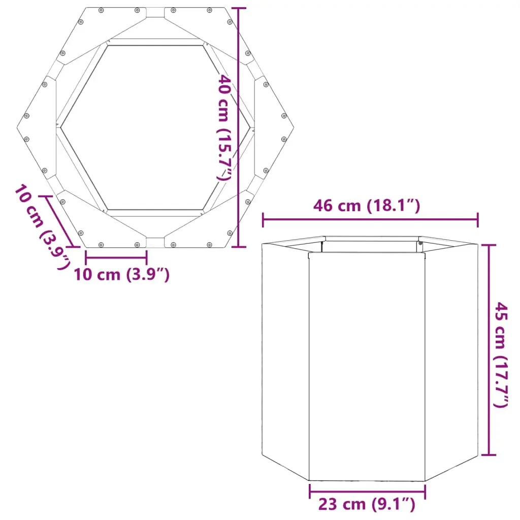 Garden Planters Hexagon Anthracite Raised Outdoor Flower Planter Pot 2 pcs