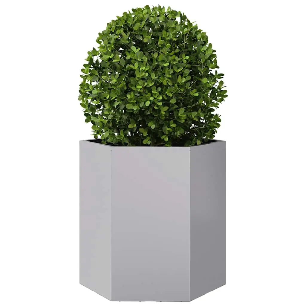 Hexagon Garden Planters Galvanized Steel Outdoor Raised Flower Bed 46 x 40 x 45 cm