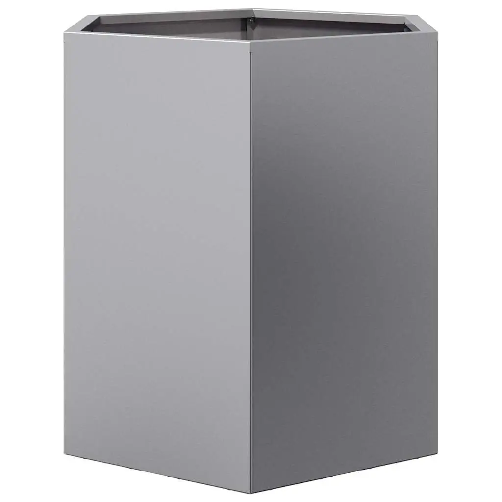 Hexagon Garden Planters Galvanized Steel Outdoor Raised Flower Bed 46 x 40 x 45 cm