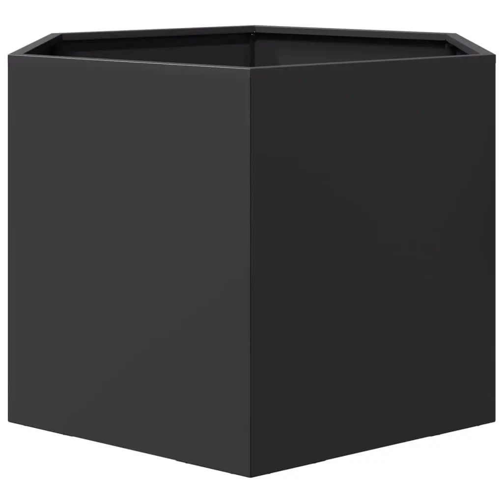 Garden Planter Hexagon Black Steel 69x60x45cm