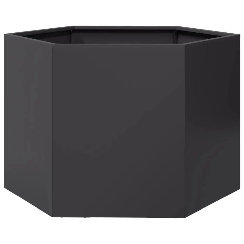Garden Planter Hexagon Black Steel 69x60x45cm