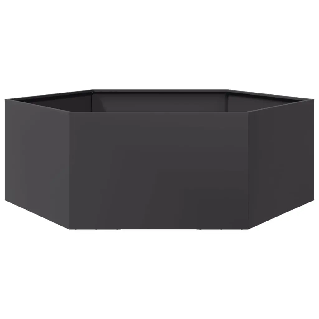 Hexagon Garden Planter Black Raised Bed 138x120x45 cm