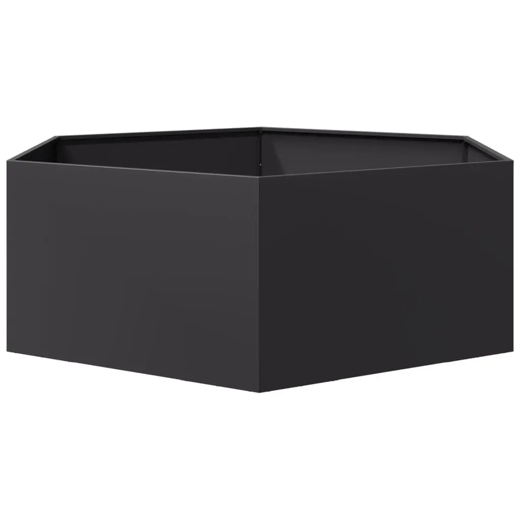 Hexagon Garden Planter Black Raised Bed 138x120x45 cm