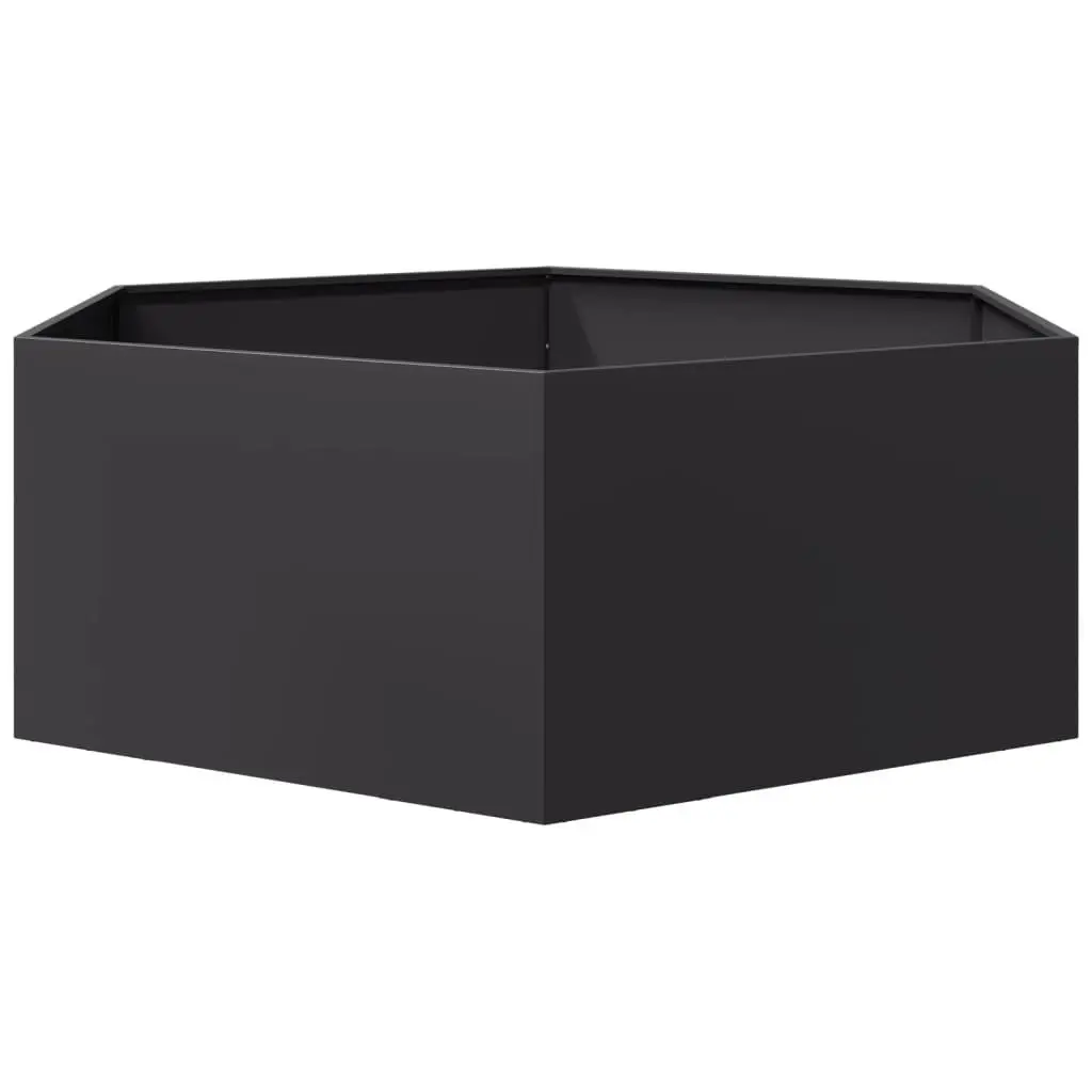 Hexagon Garden Planter Black Raised Bed 138x120x45 cm