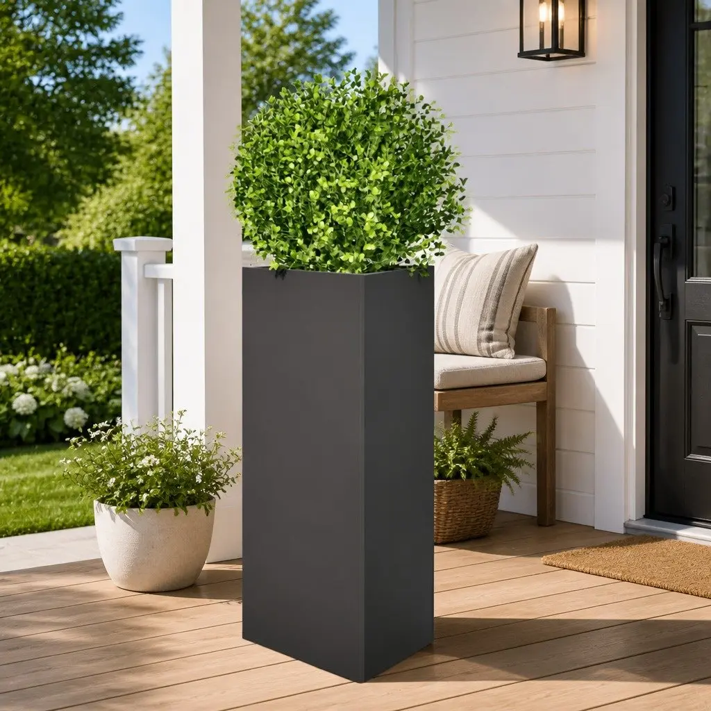 Garden Planter Triangular Black Steel 40x34.5x75cm