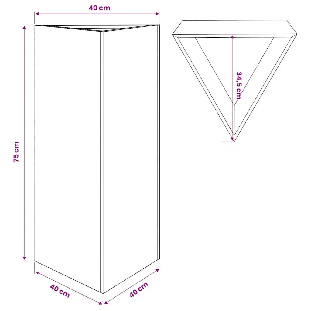 Garden Planter Triangular Steel Anthracite 40 x 34.5 x 75 cm Outdoor Pot for Flowers Plants