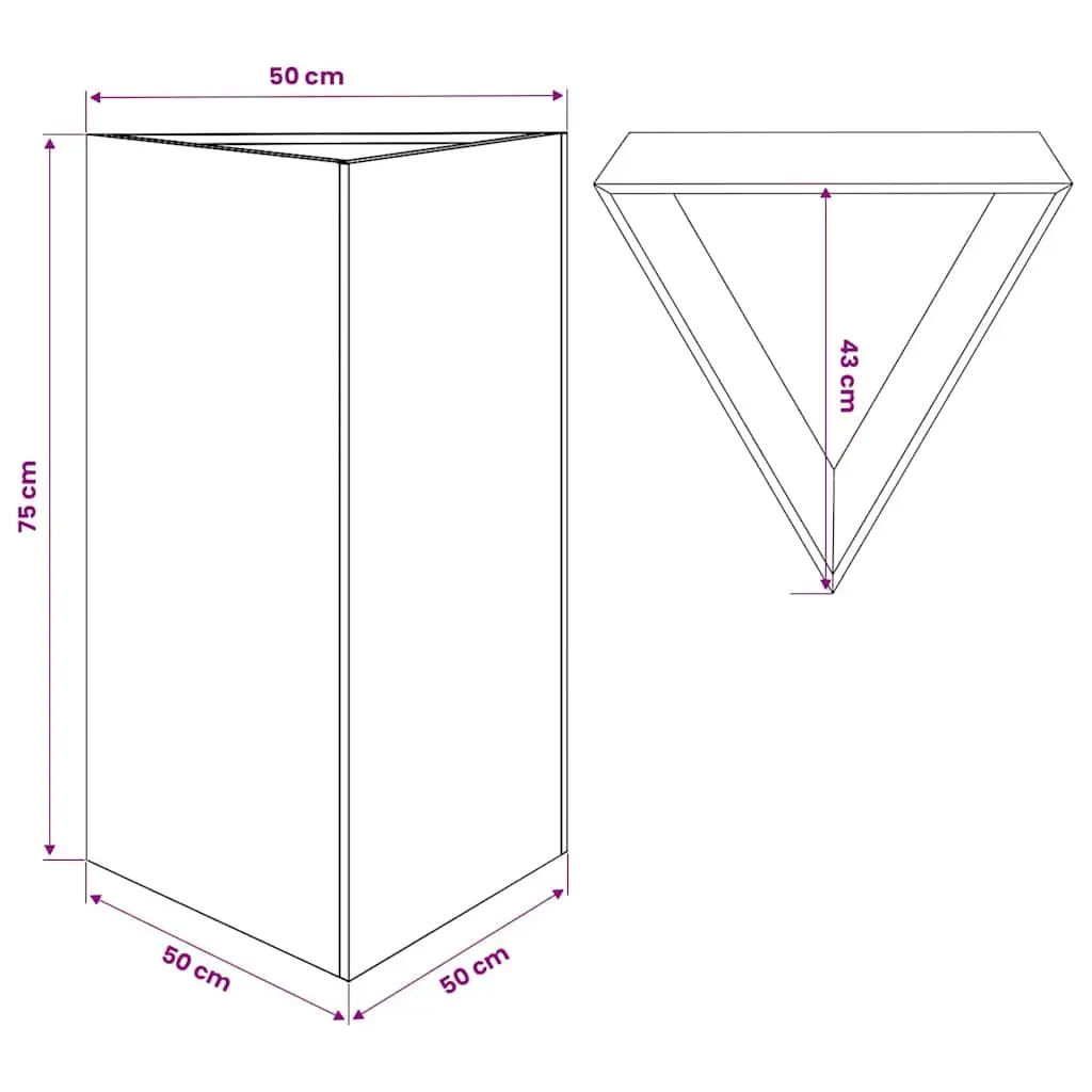Garden Planter Triangular Black Steel 50x43x75cm Outdoor Pots Flowers Plants