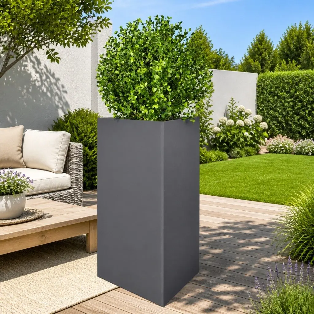 Garden Planter Triangular Steel Anthracite 50x43x75cm