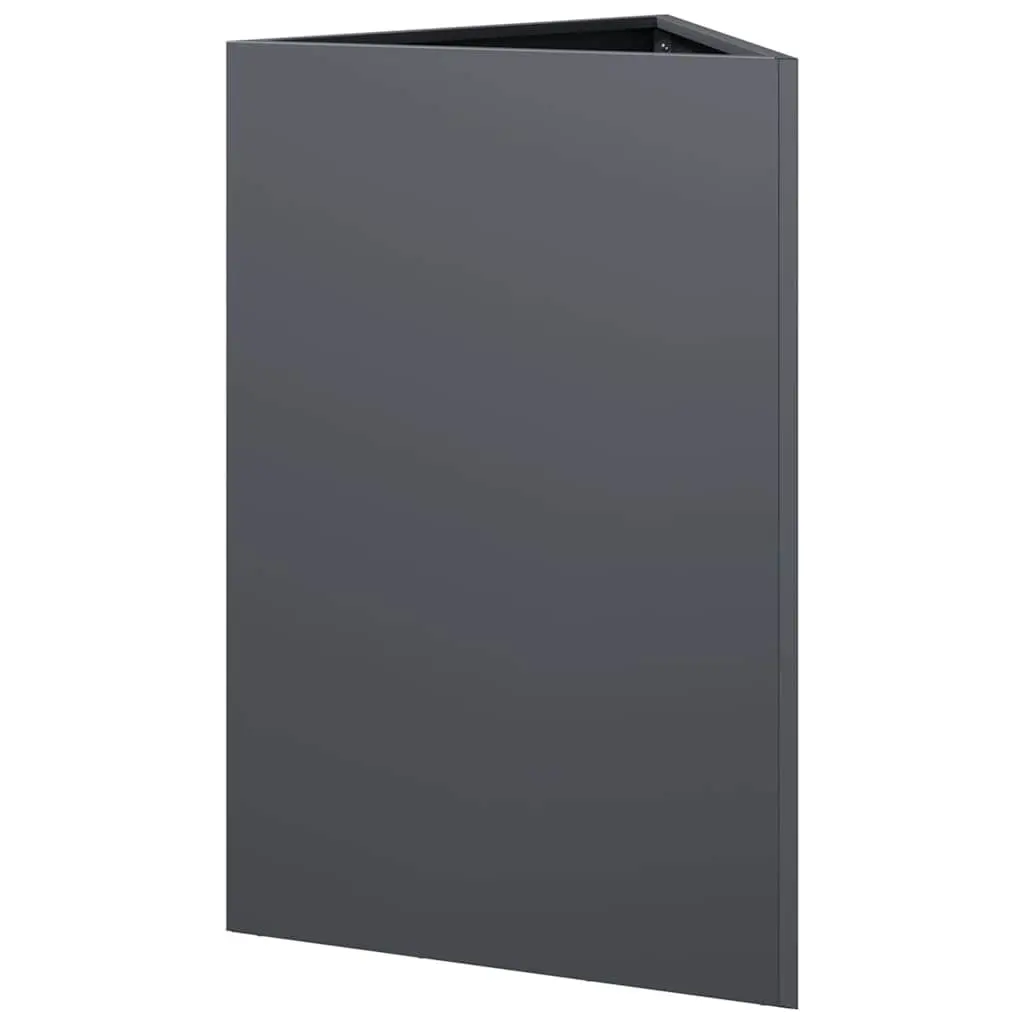 Garden Planter Triangular Steel Anthracite 50x43x75cm