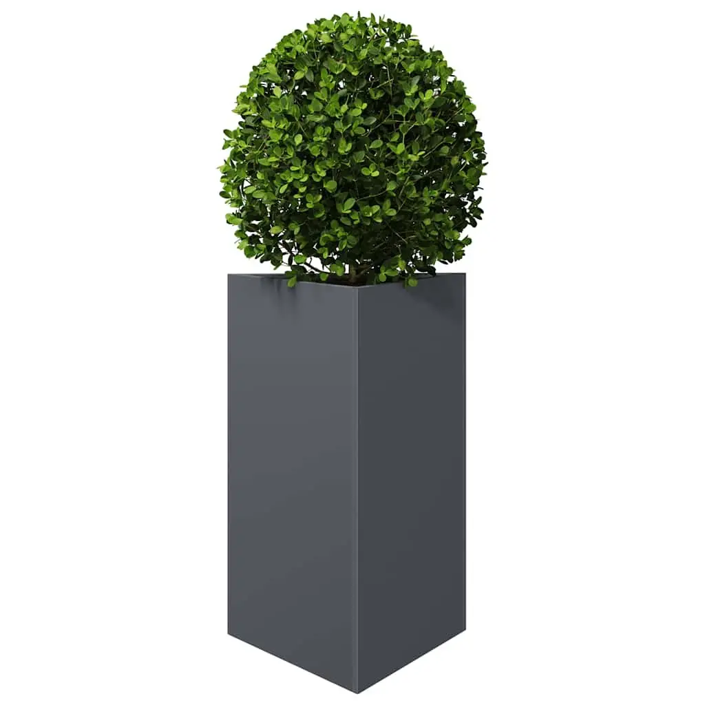 Garden Planter Triangular Steel Anthracite 50x43x75cm