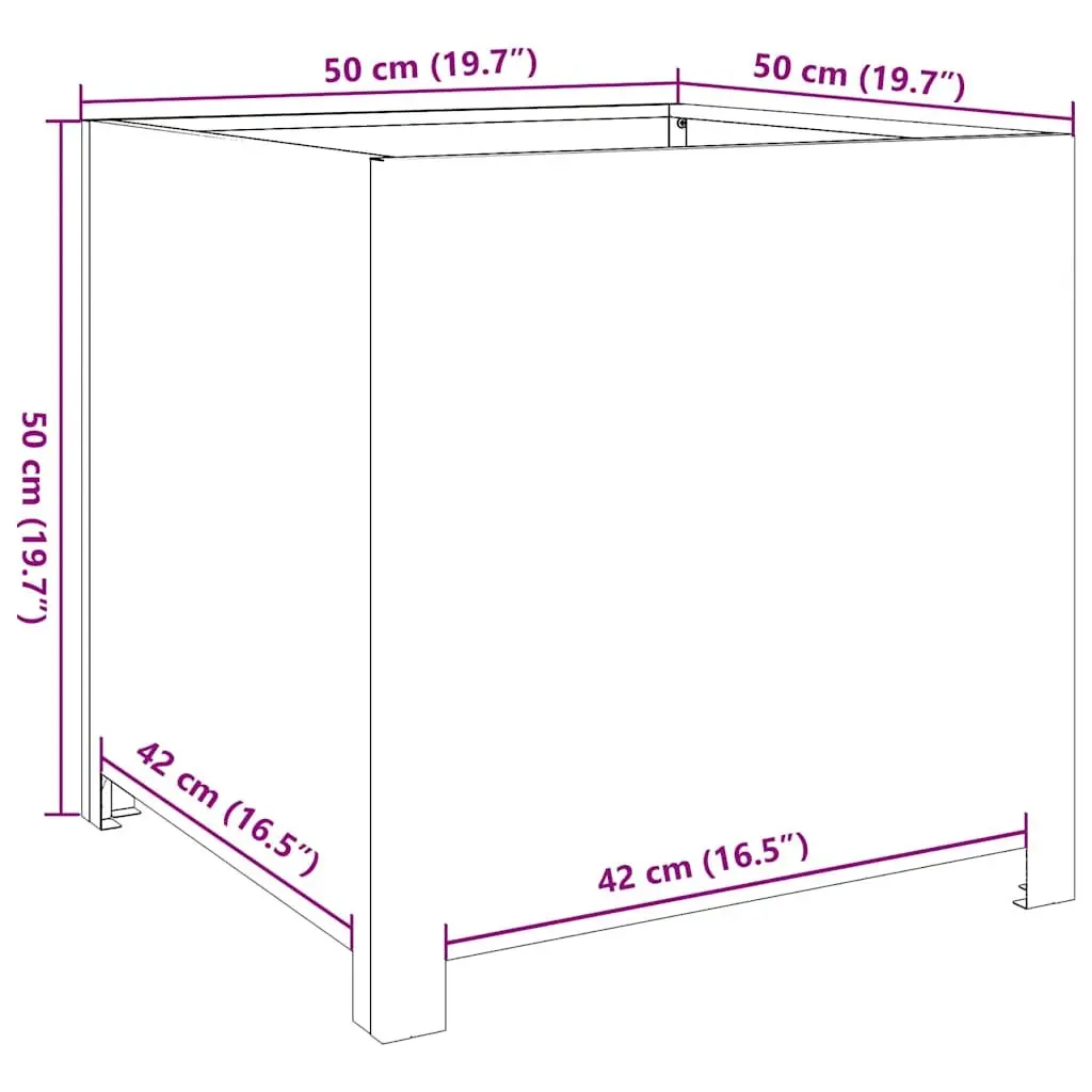 Galvanised Steel Garden Planter 50x50x50cm