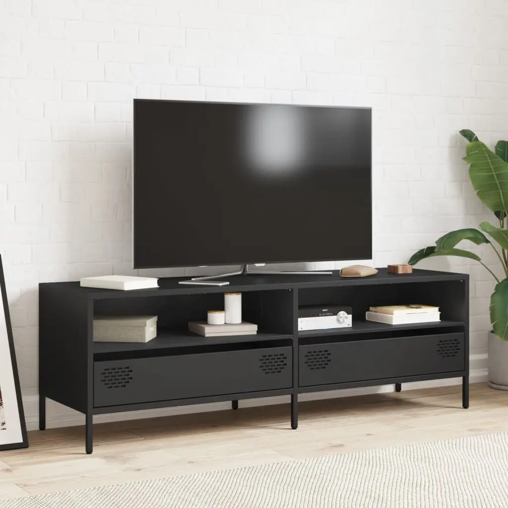 TV Cabinet Black Industrial Style 135 x 39 x 43.5 cm