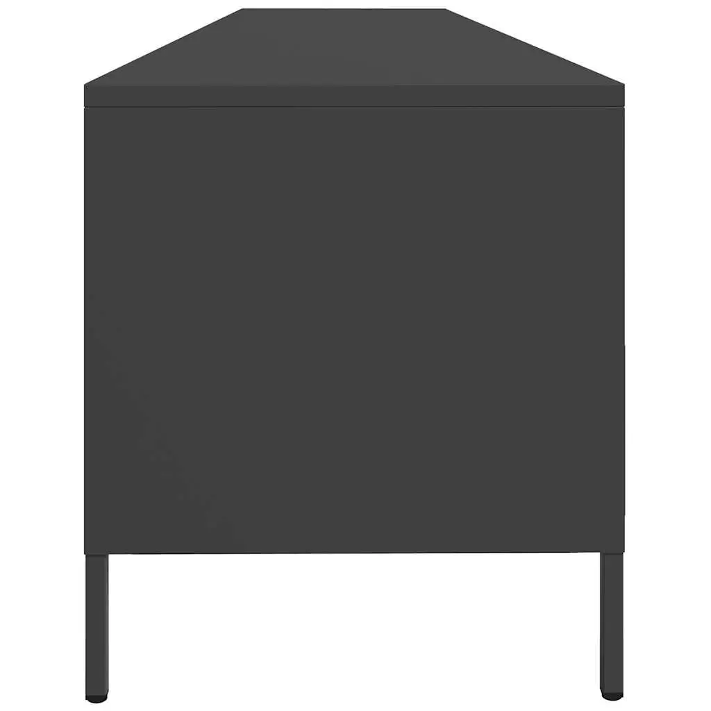 TV Cabinet Industrial Steel Unit Black 202cm with Storage Drawers Compartments