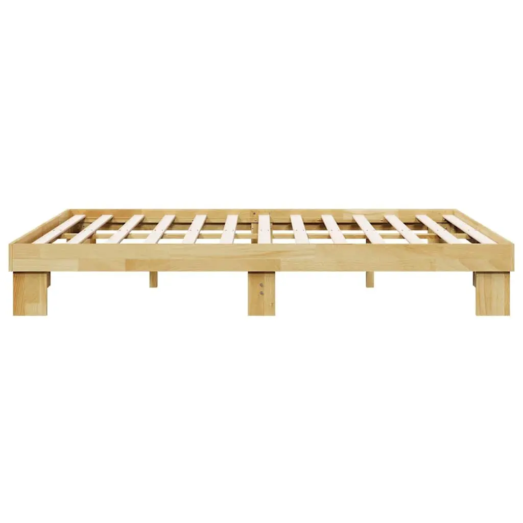 Solid Wood Bed Frame Slatted Base 135x190 cm Oak