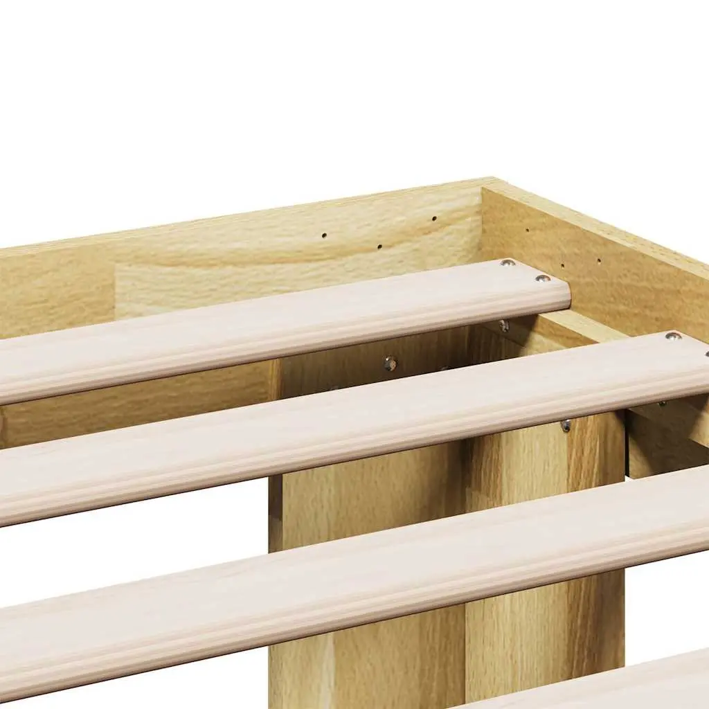 Solid Wood Bed Frame Slatted Base 135x190 cm Oak
